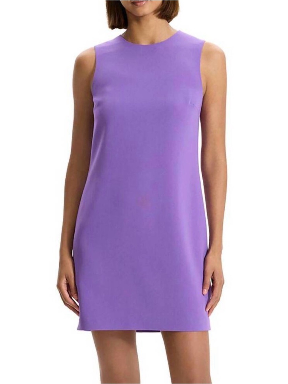 Theory Admiral Crepe Mini Shift Dress Bright Peony Purple 6